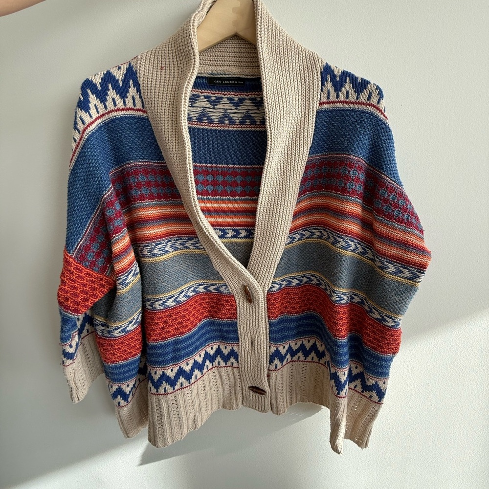 Oversized Multicolor Patterned Cardigan